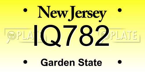 IQ782 New Jersey License Plate
