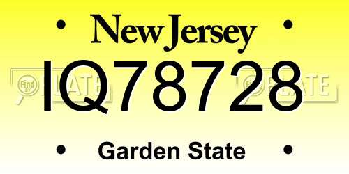 IQ78728 New Jersey License Plate