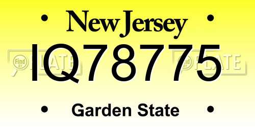 IQ78775 New Jersey License Plate