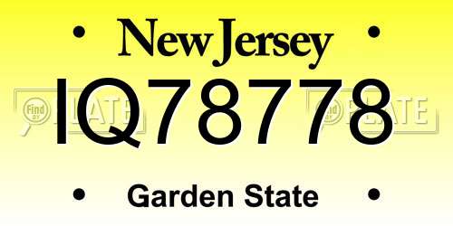 IQ78778 New Jersey License Plate