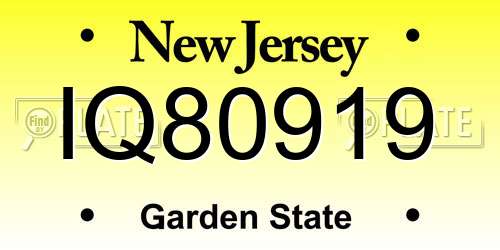 IQ80919 New Jersey License Plate