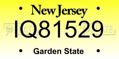 IQ81529 New Jersey License Plate