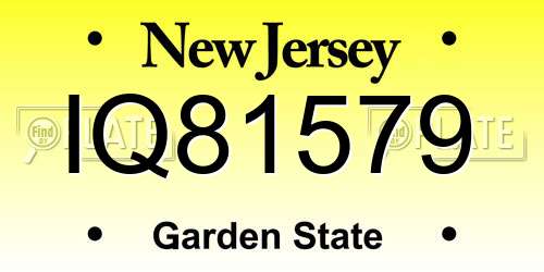 IQ81579 New Jersey License Plate