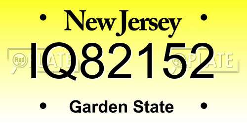 IQ82152 New Jersey License Plate