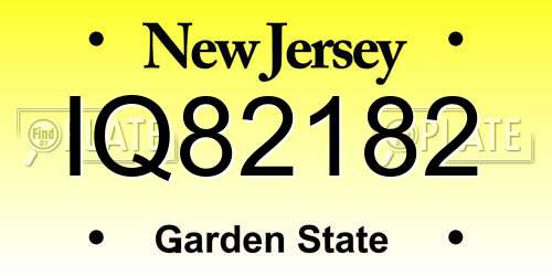 IQ82182 New Jersey License Plate