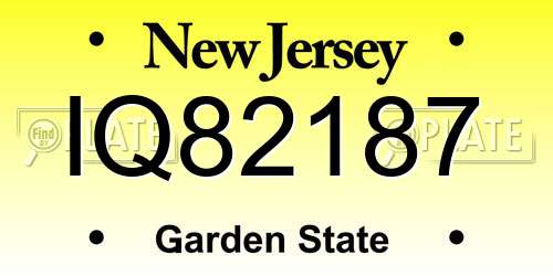 IQ82187 New Jersey License Plate