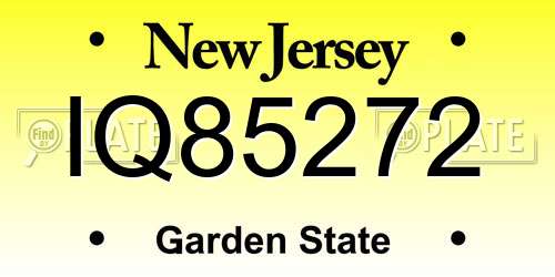 IQ85272 New Jersey License Plate