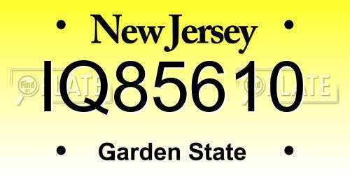 IQ85610 New Jersey License Plate
