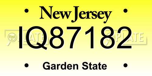 IQ87182 New Jersey License Plate