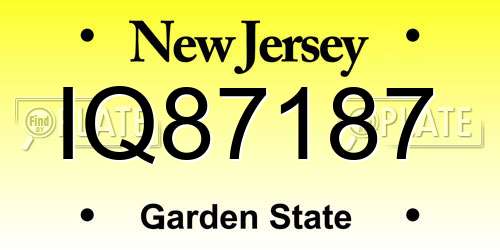 IQ87187 New Jersey License Plate