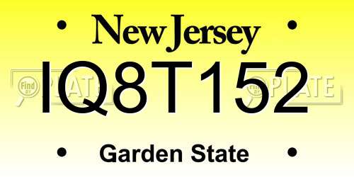 IQ8T152 New Jersey License Plate
