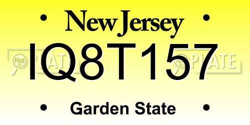 IQ8T157 New Jersey License Plate