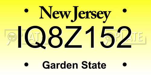 IQ8Z152 New Jersey License Plate