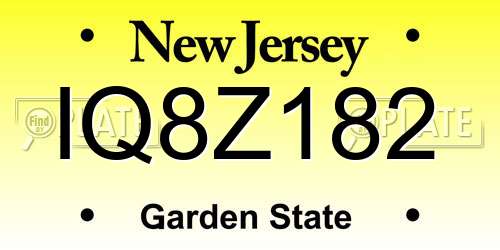 IQ8Z182 New Jersey License Plate