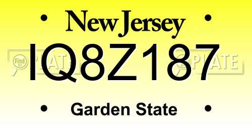 IQ8Z187 New Jersey License Plate