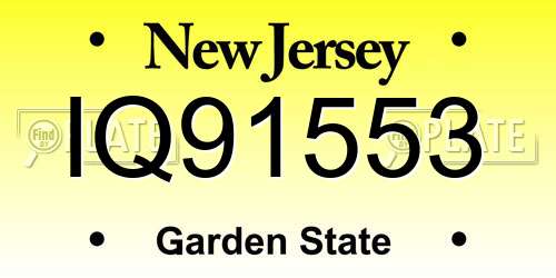IQ91553 New Jersey License Plate