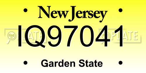 IQ97041 New Jersey License Plate