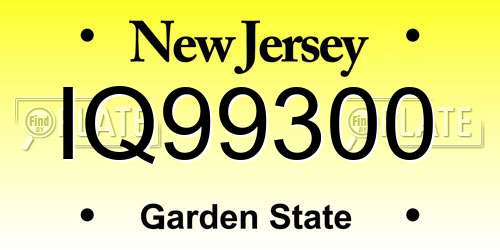 IQ99300 New Jersey License Plate
