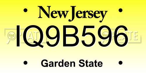 IQ9B596 New Jersey License Plate