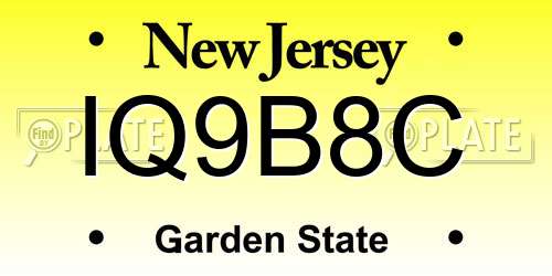 IQ9B8C New Jersey License Plate