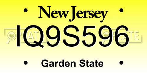 IQ9S596 New Jersey License Plate