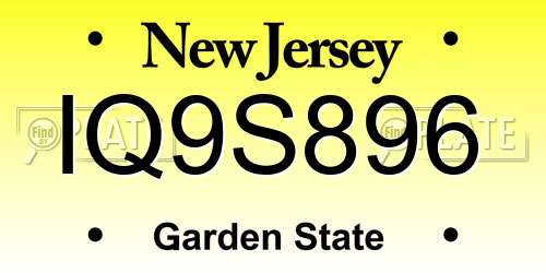 IQ9S896 New Jersey License Plate