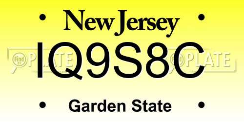 IQ9S8C New Jersey License Plate