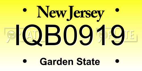 IQB0919 New Jersey License Plate