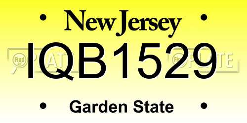 IQB1529 New Jersey License Plate