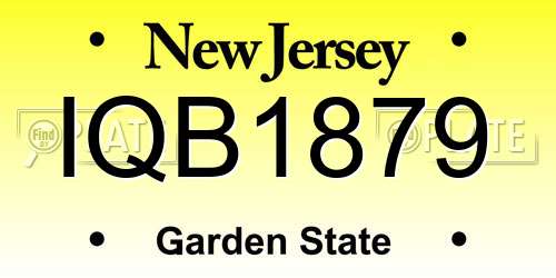 IQB1879 New Jersey License Plate