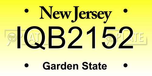 IQB2152 New Jersey License Plate