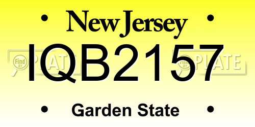 IQB2157 New Jersey License Plate