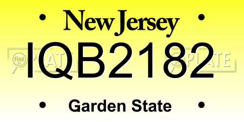 IQB2182 New Jersey License Plate