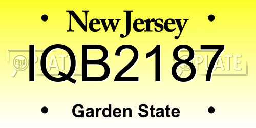 IQB2187 New Jersey License Plate