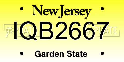 IQB2667 New Jersey License Plate