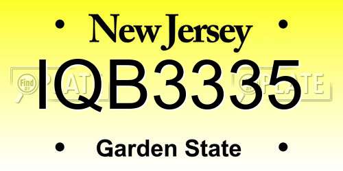 IQB3335 New Jersey License Plate