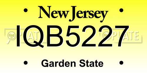 IQB5227 New Jersey License Plate