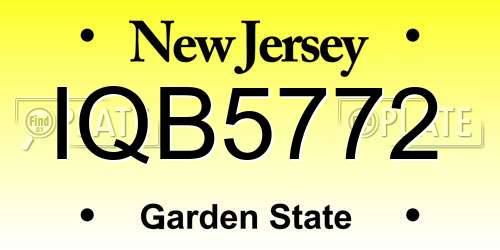 IQB5772 New Jersey License Plate