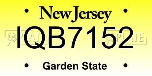 IQB7152 New Jersey License Plate