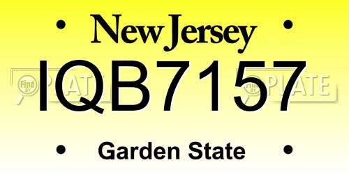 IQB7157 New Jersey License Plate