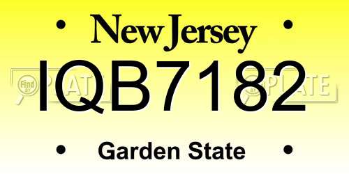 IQB7182 New Jersey License Plate