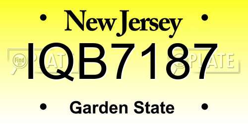 IQB7187 New Jersey License Plate