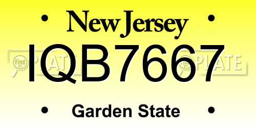 IQB7667 New Jersey License Plate