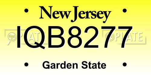 IQB8277 New Jersey License Plate