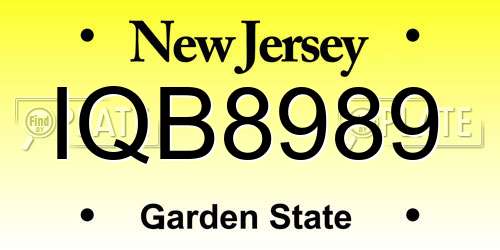 IQB8989 New Jersey License Plate