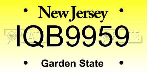 IQB9959 New Jersey License Plate