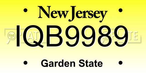IQB9989 New Jersey License Plate