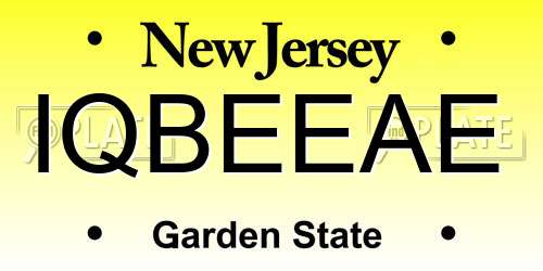 IQBEEAE New Jersey License Plate