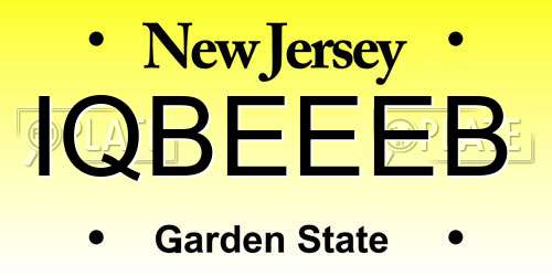 IQBEEEB New Jersey License Plate