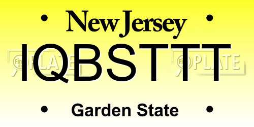 IQBSTTT New Jersey License Plate